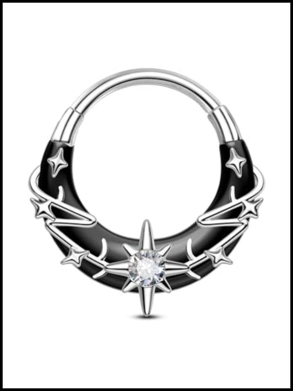 16G Gothic Septum Ring Star Moon Piercing Jewelry 316L Stainless Steel